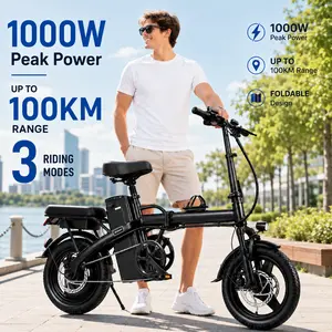 Folding All-Terrain Electric Bike for Adults, 1000W Motor, 48V 15Ah Battery, 20+MPH, 14-Level Suspension, Disc Brakes, UL2849 Certified Foldable E-Bike to shop Adult Electric Bike Electric Bicycle with Suspension Tire