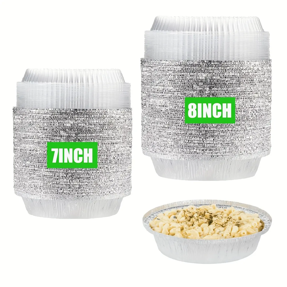 50/100pcs Round Tin Foil Pans Disposable 7 Inch/ 8 Inch Aluminum Pans with Clear Lids, Freezer & Oven Safe - for Baking, Cooking, Storage, Roasting, Reheating