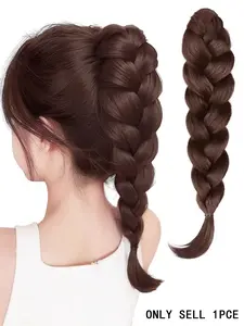 Elegant Braided Ponytail, Clip-On Synthetic Hair Extension, Heat-Resistant Handmade Wig, Perfect for Daily Use and Parties