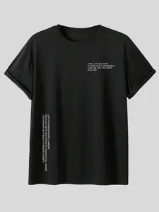 Minimalist Inspirational Print T-Shirt, Soft Casual Long Sleeve Top, Streetwear Style, Comfortable Home Wear, Versatile Daily