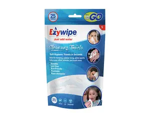 Ezywipe 25 Pieces Expandable Wipes Reusable Coin Tissue Towel for Travel, Camping, Hiking, Makeup Remover, Hand Wipes -Super Absorbent- Hypoallergenic