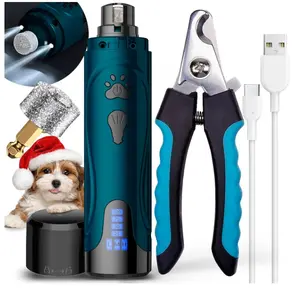 Dog Nail Grinder, Dog Nail Trimmers and Clippers Kit, Super Quiet Electric Pet Nail Grinder, Rechargeable, for Small Large Dogs & Cats Toenail & Claw Grooming,3 Speeds, 2 Grinding Wheels (A-Dark Blue)