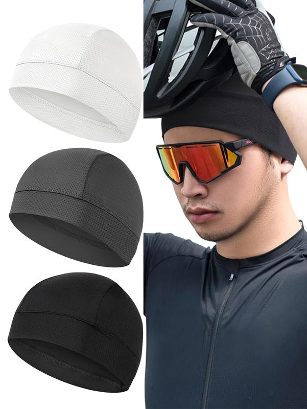 Unisex Solid Color Cycling Cap, 3 Counts Sports Cycling Liner Cap, Sweat-absorbent Sports Cycling Cap Uv Protection for Men & Women