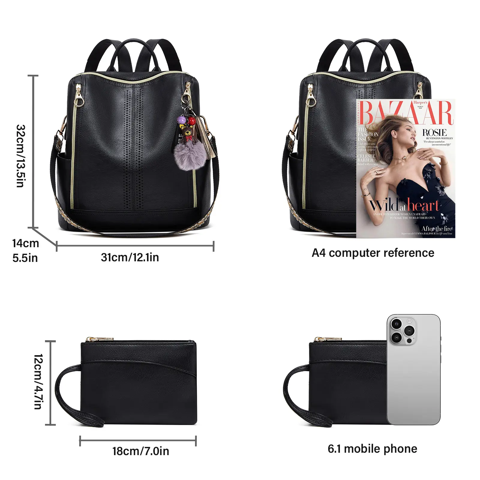 9189 Backpack Purse PU Leather Anti-theft Casual Shoulder Bag Fashion WYFJNX PU Leather Backpack – Kinzd main image 3