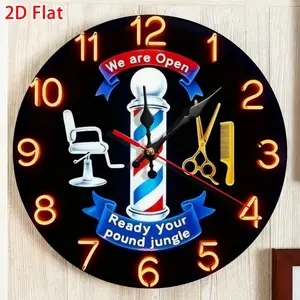 1 Retro Barber Shop Wall Clock Decor – Silent Quartz Movement with No Ticking Sound, Battery Powered (AA Battery Not Included) – Perfect for Home, Beauty Salons, Cafes, and Barbershops – Mid-Century Modern Style with Classic Baroque Design