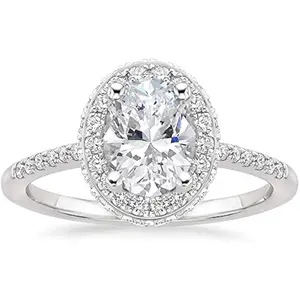 4CT Oval Zircon Halo Adjustable Ring - Perfect for Wedding, Anniversary & Special Occasions