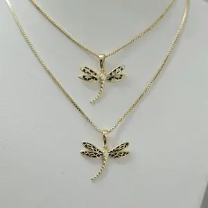 Elegant Dragonfly Pendant Necklace 19 Inches High-Quality Water-Resistant Gold Plated for Daily Wear