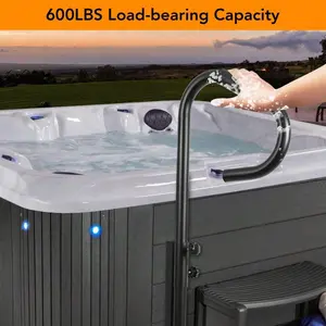600LBS Heavy Duty Hot Tub Handrail For Spas And Jacuzzis – 360° Rotating Safety Rail – Adjustable Height 56"-57" – Slide-Under Base – Anti-Slip, Rust-Proof Aluminum – Indoor & Outdoor Use
