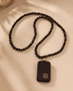 Wudang Inspired Wooden Bead Amulet Necklace, Blessed Pendant Necklace for Health, Love, Wealth, Career, Protection, Calm Energy, Inner Balance, Confidence, Positive Intention, Good Luck, Harmony, Daily Spiritual Jewelry Gift
