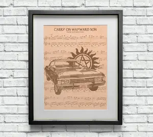 Supernatural Movie Posters, Carry On Wayward Son Poster, Wall Art, Room Decoration, Retro Aesthetics