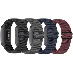 Elastic Nylon Watch Bands Compatible with Fitbit Charge 4/Charge 3, Adjustable Loop Sport Straps Replacement Wristband for Women Men