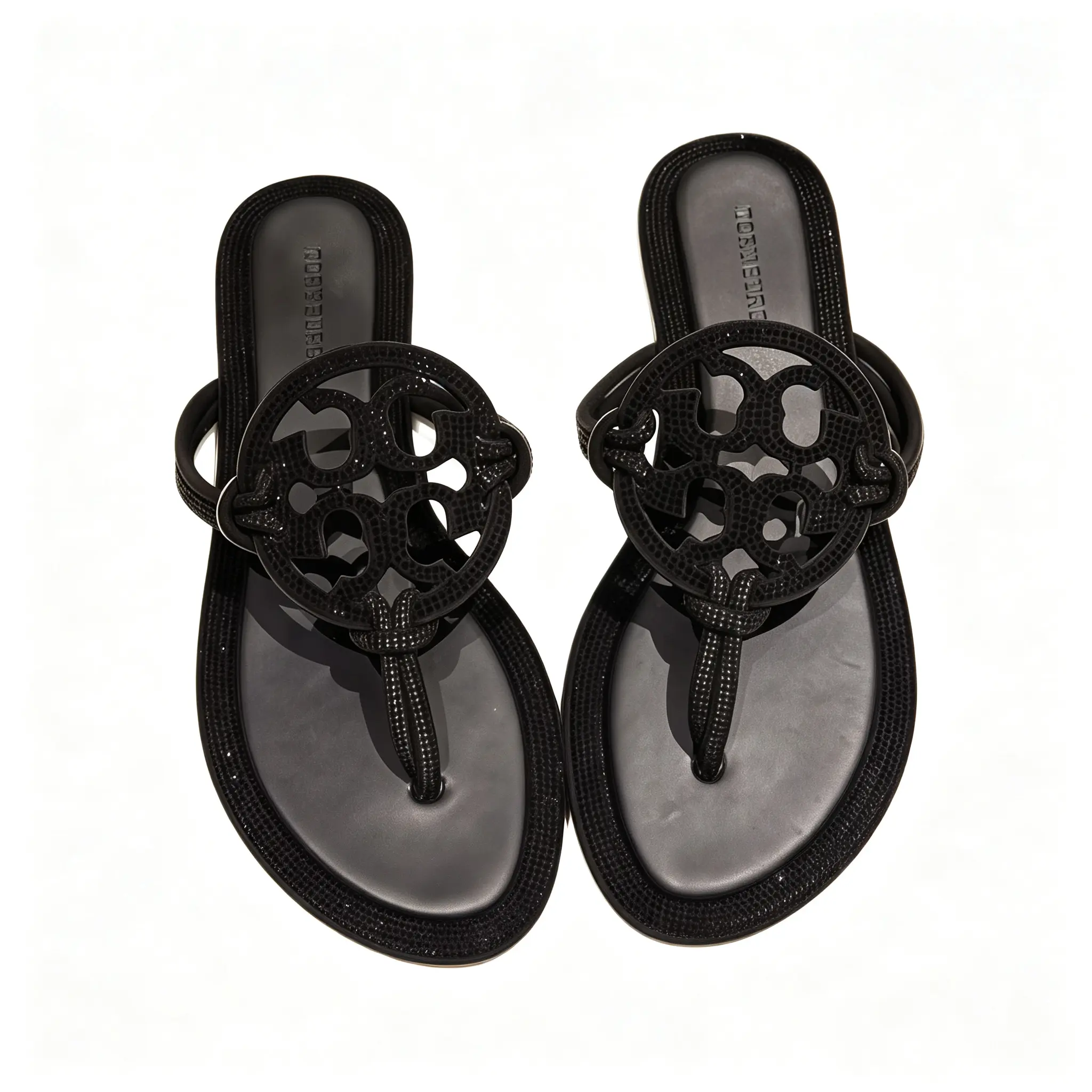 Women's Hollow Cut-Out Comfort Flat Thong Sandals, Slip-On Non-Slip Rubber Sole Lightweight Casual Summer Beach Walking Sports Sandals