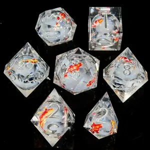 Aruohha Dnd Resin Dice Set, Sharp Edge Liquid Core Dragon Eye Dice, Gift Box Included, Compatible with D&d Rpg, D20 D12 D10 D8 D6