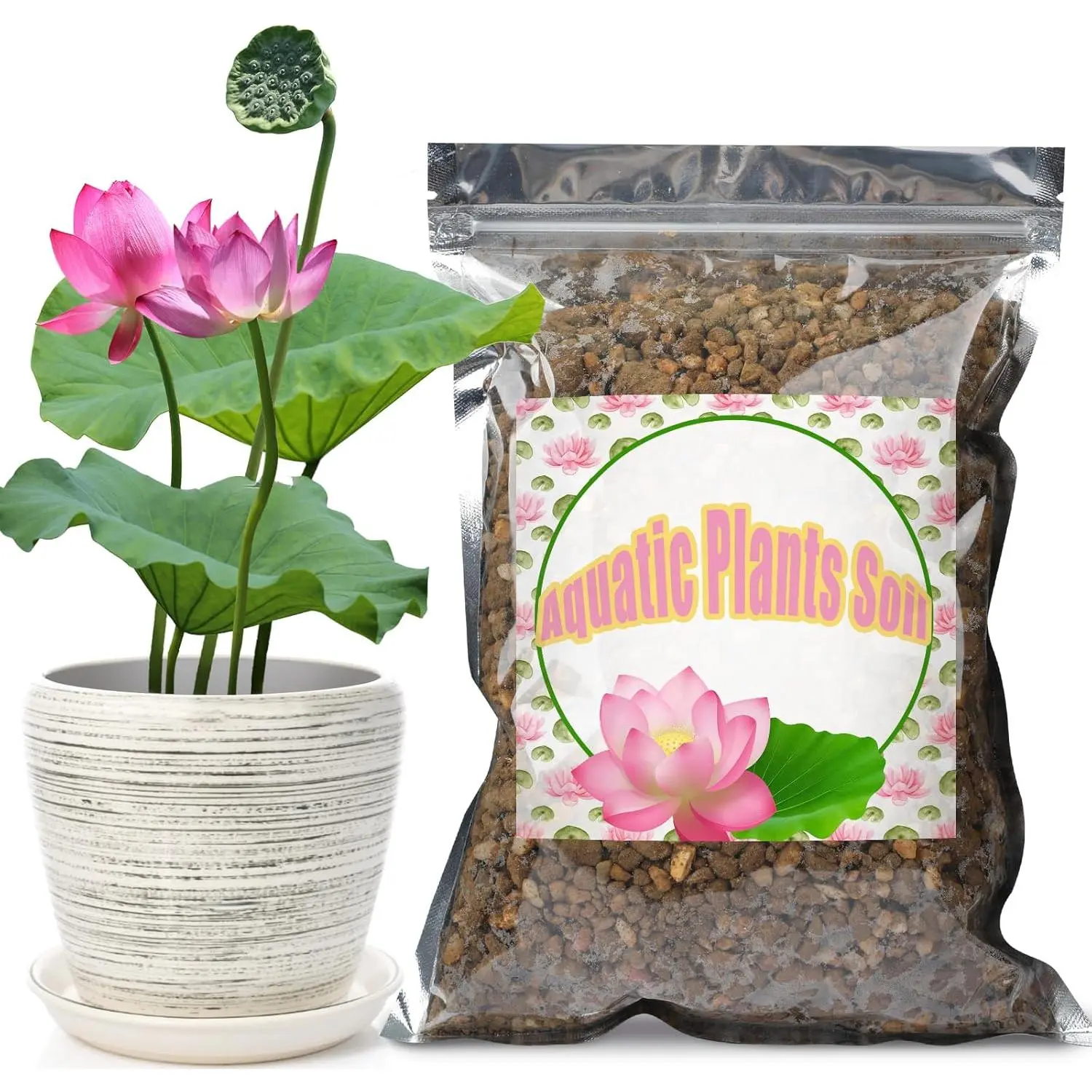Aquatic Plant Clay Aquatic Soil Supplies - 2.2LBS, Safe Fish-Safe, Suitable for Patio, Garden, Small Ponds, Lotus, Water Lily Plants