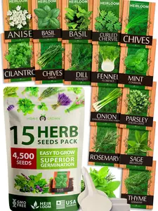 15 Culinary Herb Seeds - Heirloom & Non GMO - High Germination Rate - Seeds for Planting Indoor Hydroponic or Outdoor Garden | Gardening Gift Men Women Gardeners Basil, Cilantro, Mint