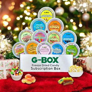 G-BOX Freeze Dried Candy Monthly Subscription Box - 10 Containers + Freebies - Freeze Dried Candy Bundle Box