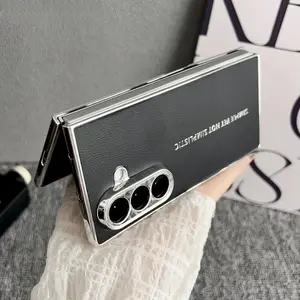 For Samsung Z Fold 7 Leather Case Fashion Electroplate Shockproof Phone Cases Cover for Samsung Galaxy Z Fold 7 6 5 4 Fold7