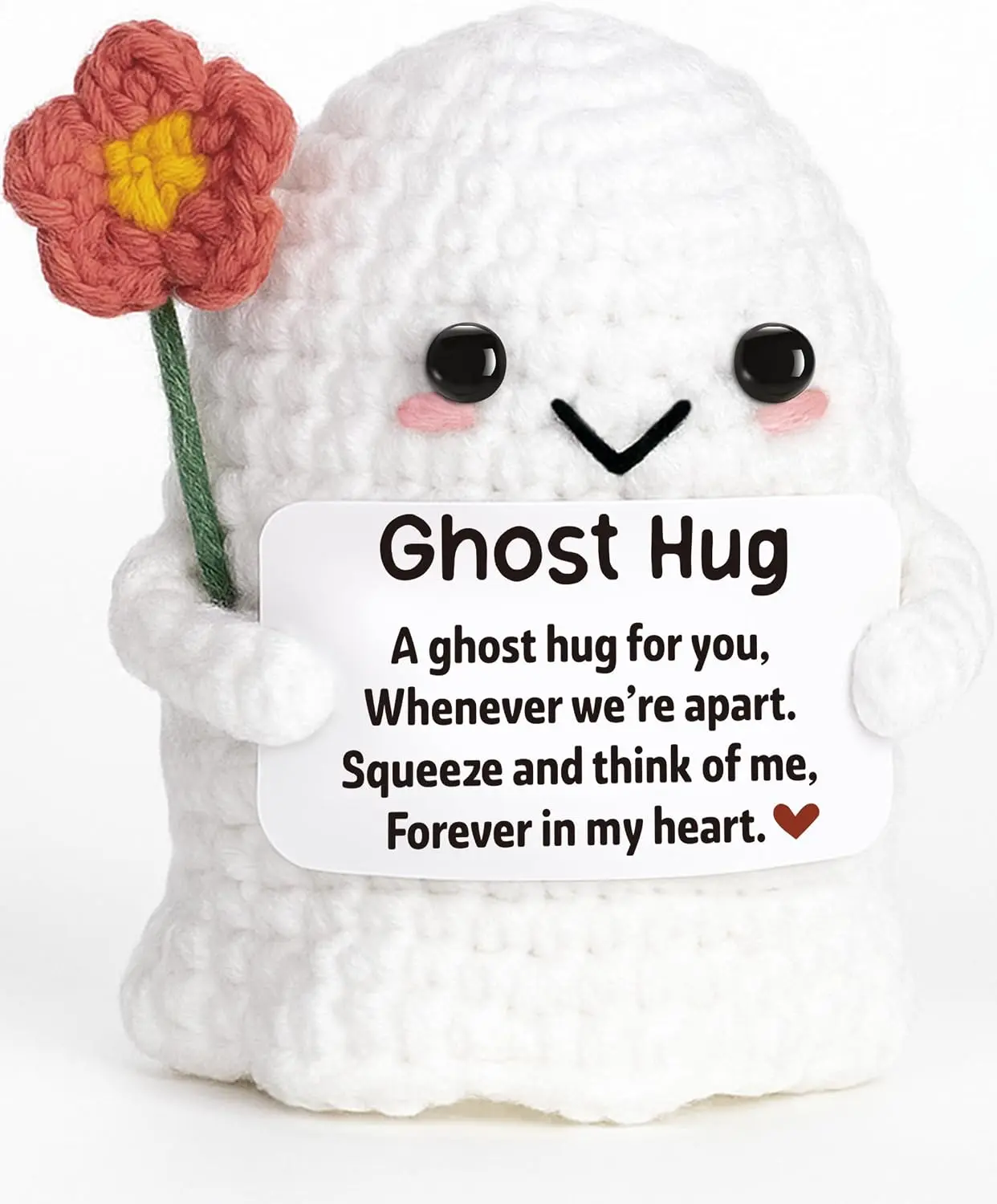 Fall Halloween Gift Long Distance Thinking of You Gifts for Women & Men, Cute Crochet Ghost Pocket Hug, Positive Fall Halloween Gifts, Halloween Christmas Stocking Stuffers, Thoughtful Birthday Gifts for Him Her, Inspirational Keepsake Gift