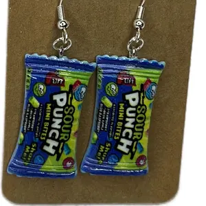 Sour Punch Mini Bites Candy Earrings - Fun Snack Design for Sweet Lovers