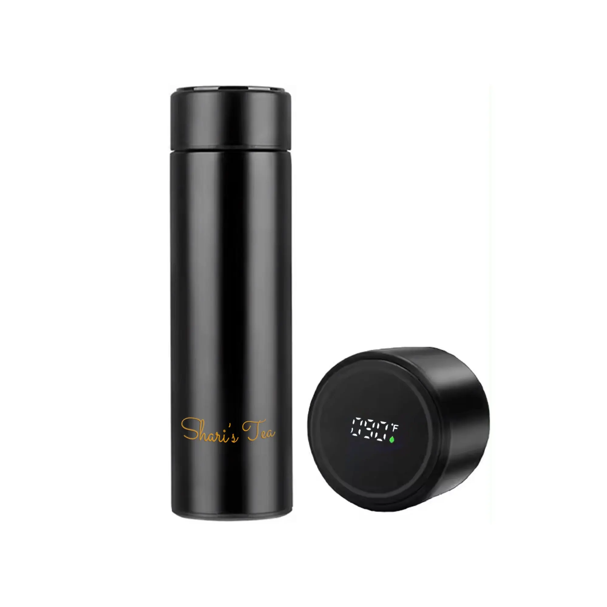 Shari’s Tea 16.9 oz Stainless Steel Tea Thermos with LED Temperature Display, Infuser and Vacuum Insulation
