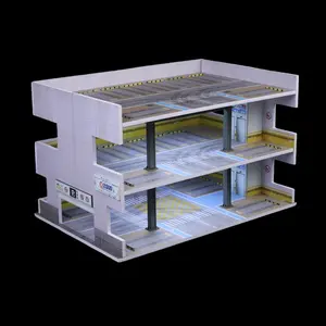 Diorama 1:64 Scale Car Garage Model LED Lighting Japanese City Street View Car Parking Lot Building Scene Model Car Display Case Collection Gift Toy