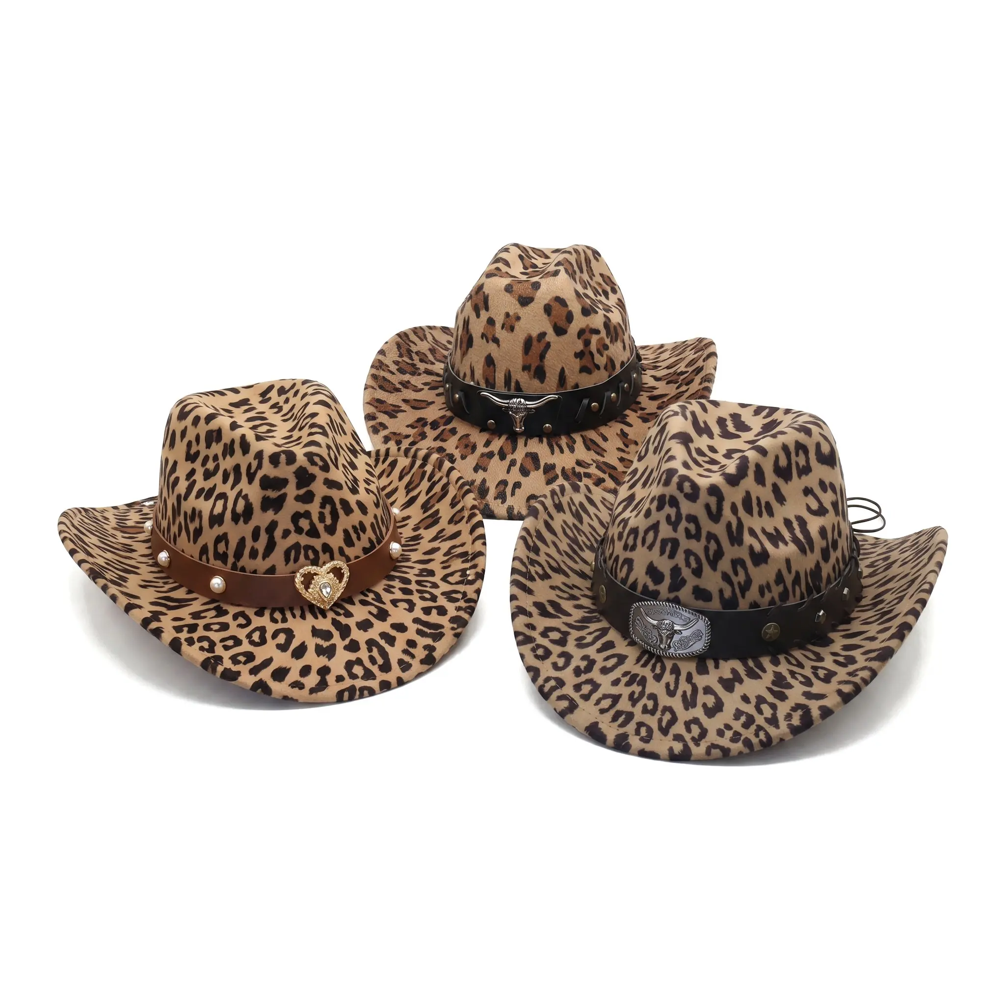 Unisex Leopard Felt Fedora Hat British Retro Wool Jazz Hat Western Streetwear Top Hat Clearance vintage cowboy