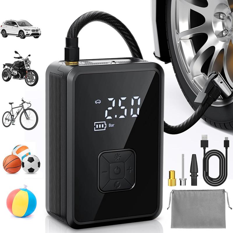 Oasser Fast Wireless Tire Inflator, Mini Portable High-Pressure Car Air Compressor 150 PSI, USB-C Rechargeable, Auto Stop Modes, Long Lasting Battery