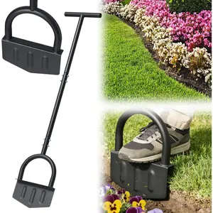 Heavy-Duty Manual Grass Edger 41 Inch - Half Moon Lawn Edger Tool with Wide Footplate, Steel Border Edger for Landscaping, Garden Edging, Trench Digging & Irrigation  Burying