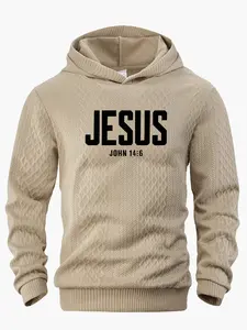 A new men's autumn and winter letter print Long Sleeve sweater with a hoodie, Sweatshirts, regular version, soft and comfortable Knit fabric, warm and casual upper garment for men' daily wear, autumn and winter Athletic sports hoodie, men's upper garment