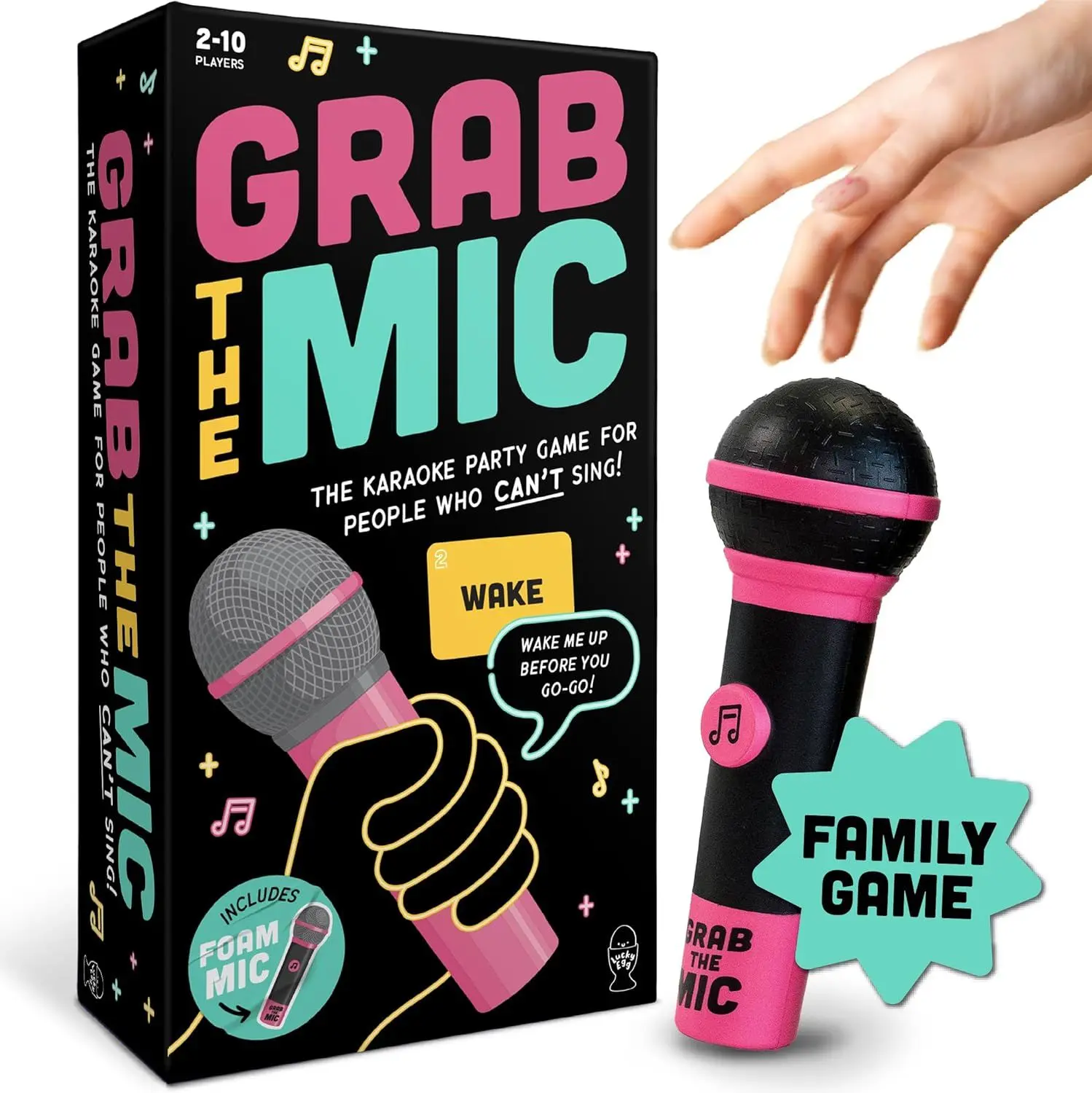 Lucky Egg Grab The Mic Expansion - The Ultimate Family Karaoke Card Game – 250 Song Lyrics for 2-10 Players, Ages 8+ above