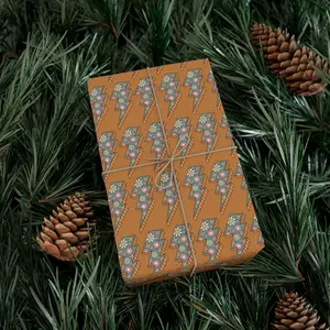 Retro Lightening Bolt! Fun Boho w/ Flare Stay Merry and Bright Gift Wrap Papers