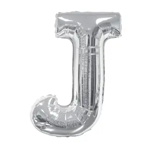 34 In. Silver Letter J Balloon