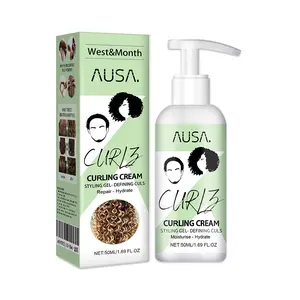 Curly Hair Defining Cream Elastin - Keratin Frizz Control Curl Enhancer for Wavy & Coily Hair - Moisturizing & Volumizing Styling Cream, Heat Protection & Bouncy Waves Daily Care 1.7oz/50ml  Curly Gel