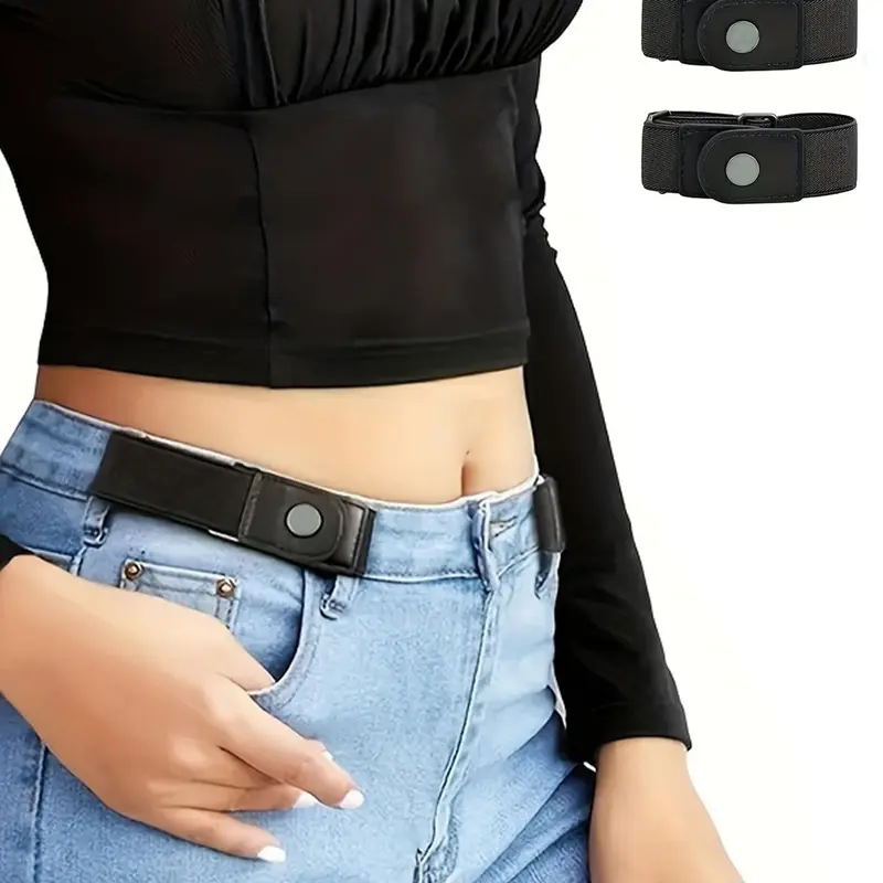 2pcs No Buckle Elastic Waistband, Invisible Adjustable Jean Belt, Casual Stretch Waistband for Jeans, Comfortable and Stylish, Casual Style Belts