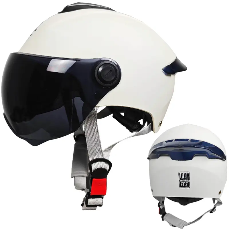 ZXC Anti-Fog Dual-Lens Electric Vehicle Helmet, Unisex All-Season Half Helmet, Anti-Scratch Dual Lens Design, Windproof Dustproof Shock Absorption, Portable Lightweight & Comfort Lining, Adjustable Buckle for Adult Men Women Urban Commute Scooter Riding ZXC Anti-Fog Dual-Lens Electric Vehicle Helmet, Unisex All-Season Half Helmet, Anti-Scratch Dual Lens Design, Windproof Dustproof Shock Absorption, Portable Lightweight & Comfort Lining, Adjustable Buckle for Adult Men Women Urban Commute Scooter Riding