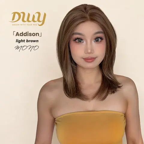 [Hot] Addison -DWY Mono Lace Front Free Part Mid-Length Brown with Highlights Straight Glueless Synthetic Wig for Women 7 Shades 16 Inches