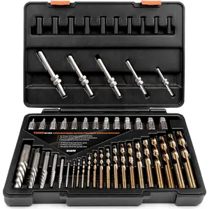 Screw Extractor Set, 55 count Easy Out Bolt Extractor Set, Left Hand Drill Bit Set for Removing Broken Stripped Screws, Studs, Fittings and Lugs Extraction
