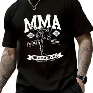 MMA Cotton T-Shirt - Mixed Martial Art Design, Train Hard, Fight Club, Pride, Honor, Technique Over Strength