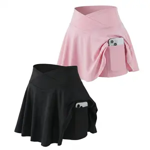 CQQNBV  Womens Tennis Skirt with Pockets Shorts Crossover High Waisted Athletic Skorts Skirts for Golf Running Workout dolphin
