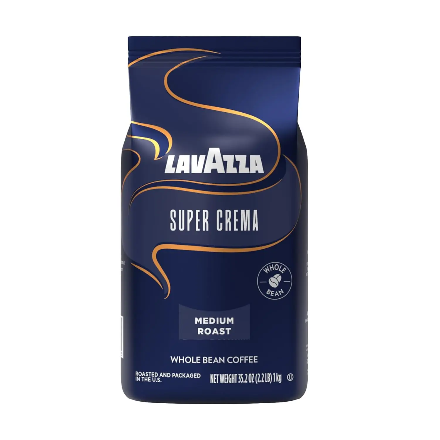 Lavazza Super Crema Whole Bean Coffee, Medium Espresso Roast, Arabica and Robusta Blend, 2.2 lb Bag, Package May Vary (Pack of 1)