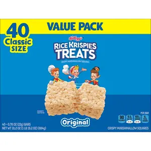 Rice Krispies Treats Crispy Marshmallow Squares, Kids Snacks, Snack Bars, Original, 31.2oz Box (40 Bars)