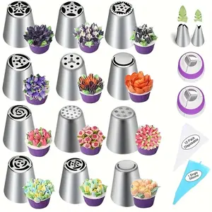 27-Piece Russian Icing Nozzle Set, Cake Cream Tool, Cake Decorating Kit, Cake Shaping Tools, pastry decorating tools, Baking Supplies, multiple nozzles