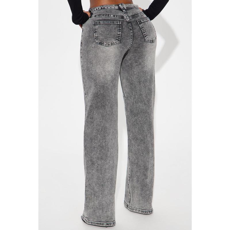 Vita Low Waist Stretch Baggy Jeans - Grey