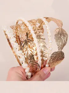 Elegant Imitation Pearl Leaf Hairbands Set, Perfect for Parties & Daily Wear, Versatile Headband Gift Idea for Friends & Yourself
