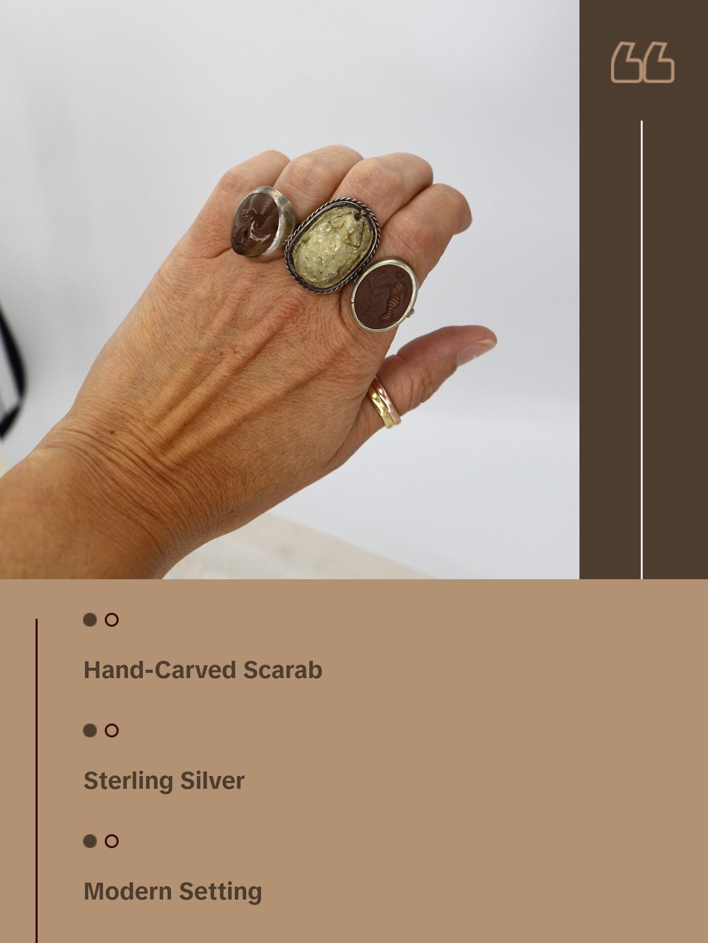 Egyptian Steatite Scarab Ring in Silver Circa 664 to 332 BCE - DK729