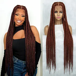 Full Lace Jumbo Braided Wigs for Black Women Knotless Box Braid Wig with Baby Hair 36" Wigs Jumbo Box Braids Lace Front Synthetic Wig