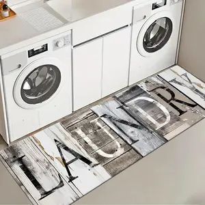 1pc Wood Grain Background Laundry Room Rug, Home Decorative Rug, Home Decoration Mat, Soft Comfortable Long Strip Carpet, Non-Slip Mat for Kitchen Living Room Bedroom Sink Decor Soft Area Rug