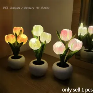 LED Tulip Lamp Night Simulation Flower Atmosphere Desk Light Room Table Decoration Lamp Gift for Girl friend