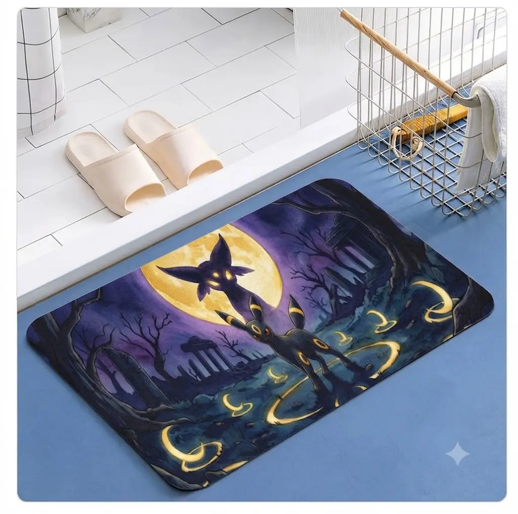Umbreon Darktype Doormat Anime Inspired Non Slip Welcome Door Mat Cute Entry Rug Indoor Outdoor Floor Mat Washable Dirt Trapper Home Decor Front Door Porch Bedroom Gaming Room Gift for Anime Fans Durable Low Profile Mat