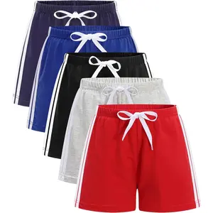 5 Pack  Boys Girls Cotton Athletic Running Shorts,  Summer Casual Fashion Soccer Shorts